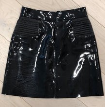 Load image into Gallery viewer, Menace Faux Patent Leather Skirt (made to order)