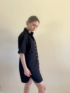 Evie Shirt Dress in Black (made to order)