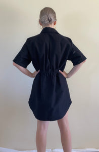 Evie Shirt Dress in Black (made to order)